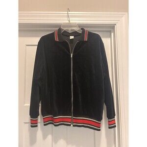 Vintage Jantzen Velour Track Jacket Women’s Size Medium Black Red Skater Grunge